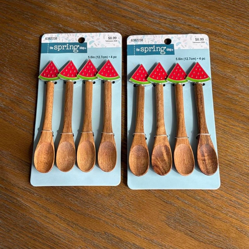 Watermelon wooden 5 inch spoons - 8 total